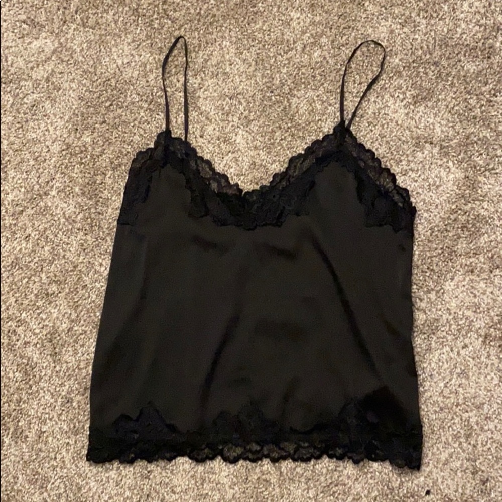 Black Floral Lace Trim Cami